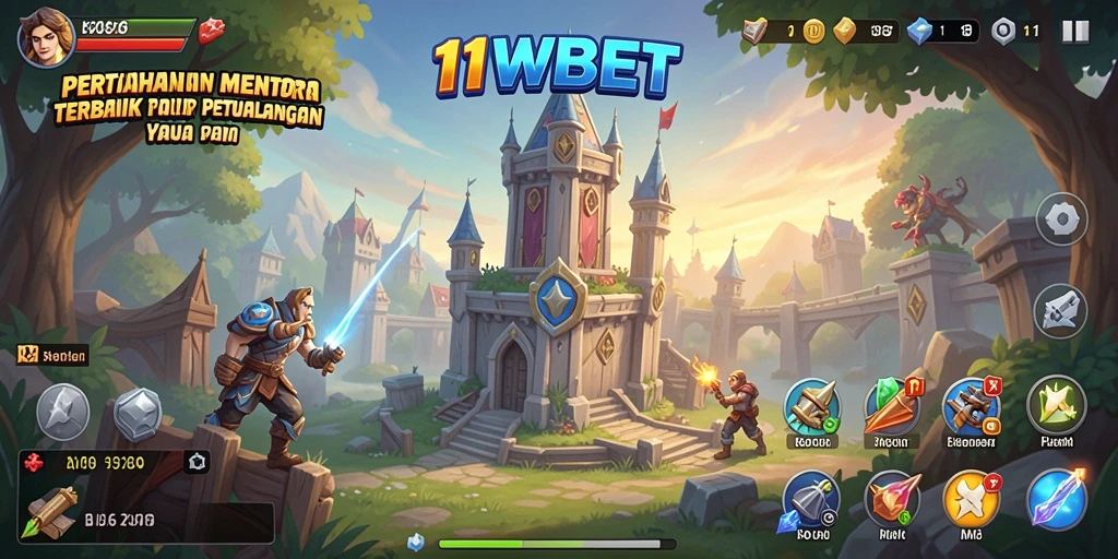 Tampilan gameplay dari 11WBET saat menyerang musuh di Tower Defense.