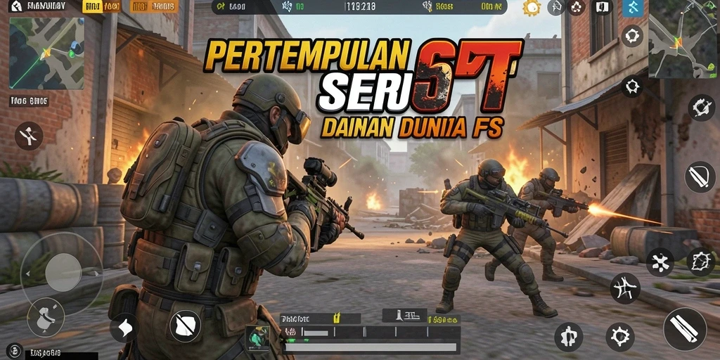 Tampilan gameplay 6RT dengan aksi tembak menembak yang mendebarkan.
