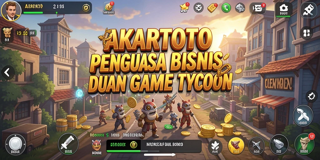 Tampilan gameplay seru AKARTOTO yang menguji strategi bisnis Anda.