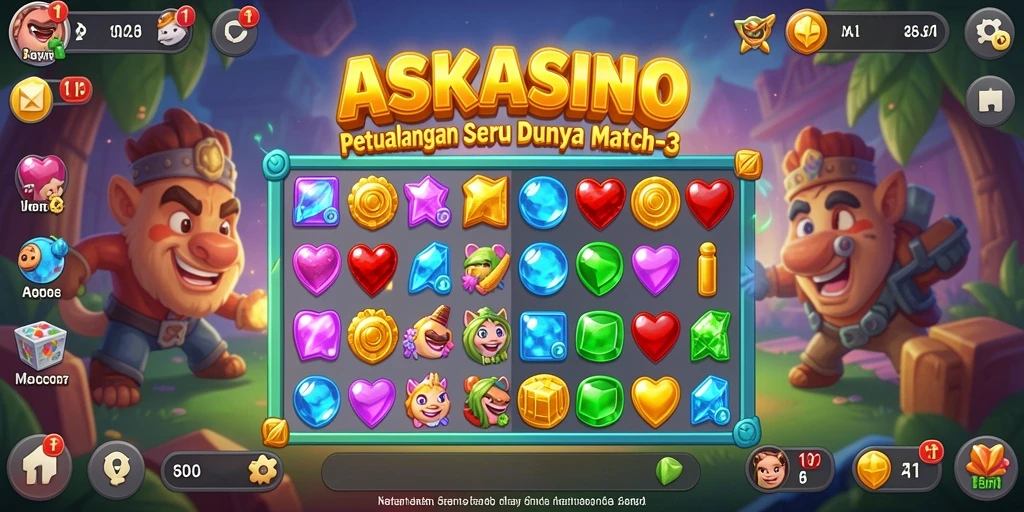 Tampilan gameplay seru dalam game Match-3 ASKASINO.