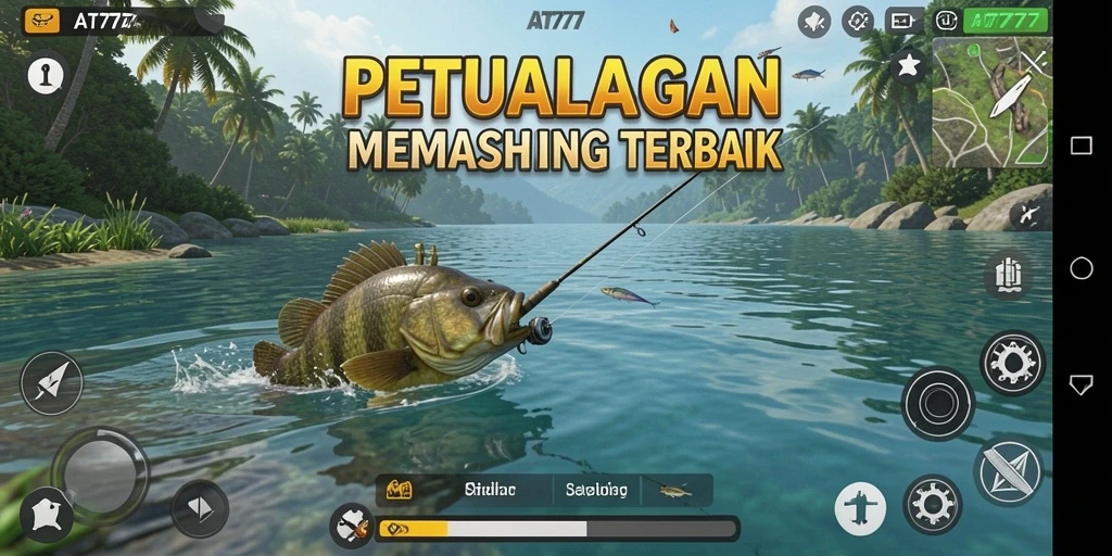 Tampilan gameplay yang menegangkan saat menangkap ikan besar.