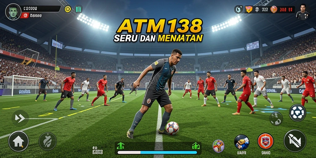 Screenshot menunjukkan momen aksi intens dalam permainan olahraga ATM138.