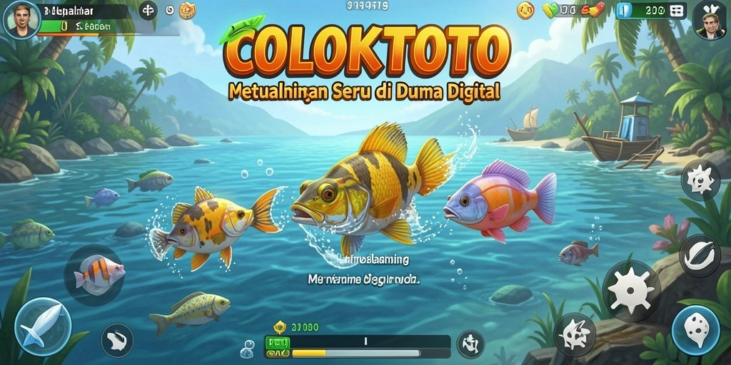 Tampilan menarik dari gameplay COLOKTOTO saat memancing di laut.