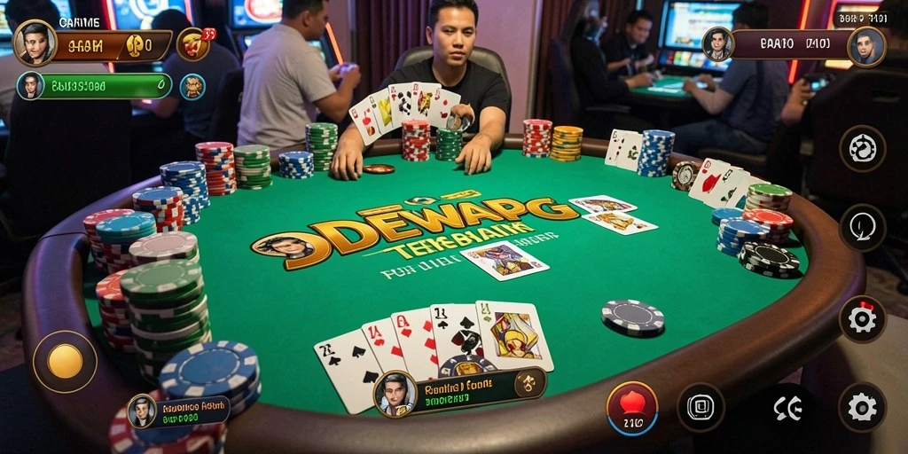 Tampilan gameplay <strong>DEWAPG</strong> yang menegangkan saat bermain Poker.
