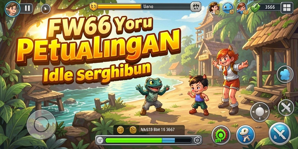 Screenshot gameplay FW66 yang menunjukkan karakter mengumpulkan sumber daya dalam suasana Idle.
