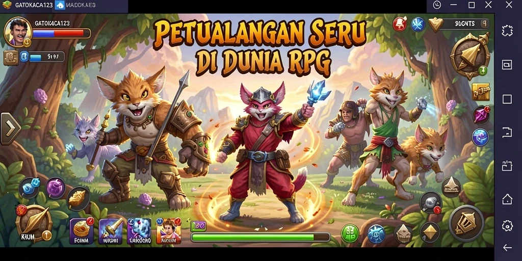 Gameplay GATOTKACA123 dengan aksi bertarung yang epik dan karakter dinamis.