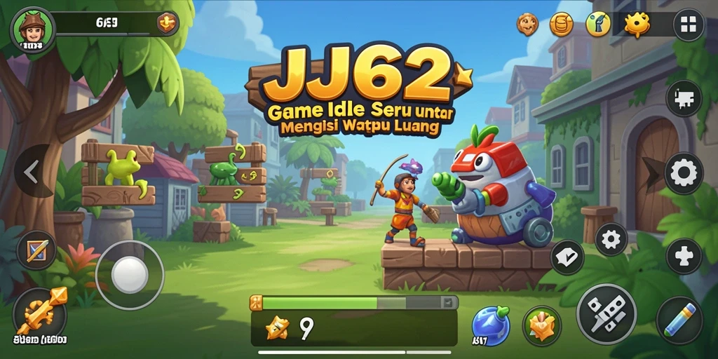 Screenshot gameplay JJ62 menampilkan karakter sibuk mengumpulkan item.