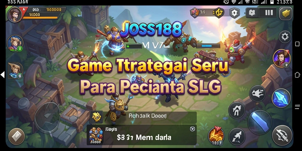 Screenshot utama JOSS188 menampilkan pertempuran epik dalam game SLG.
