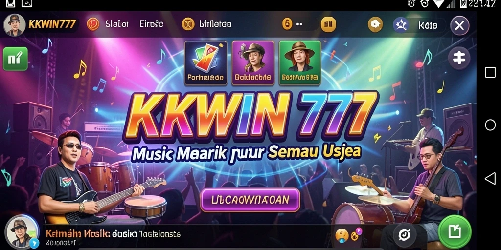 Screenshot utama KKWIN777 menampilkan gameplay musik yang seru dan interaktif.