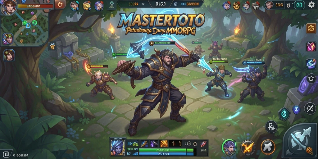 Tangkapan layar gameplay MASTERTOTO yang menggambarkan aksi petualangan MMORPG.