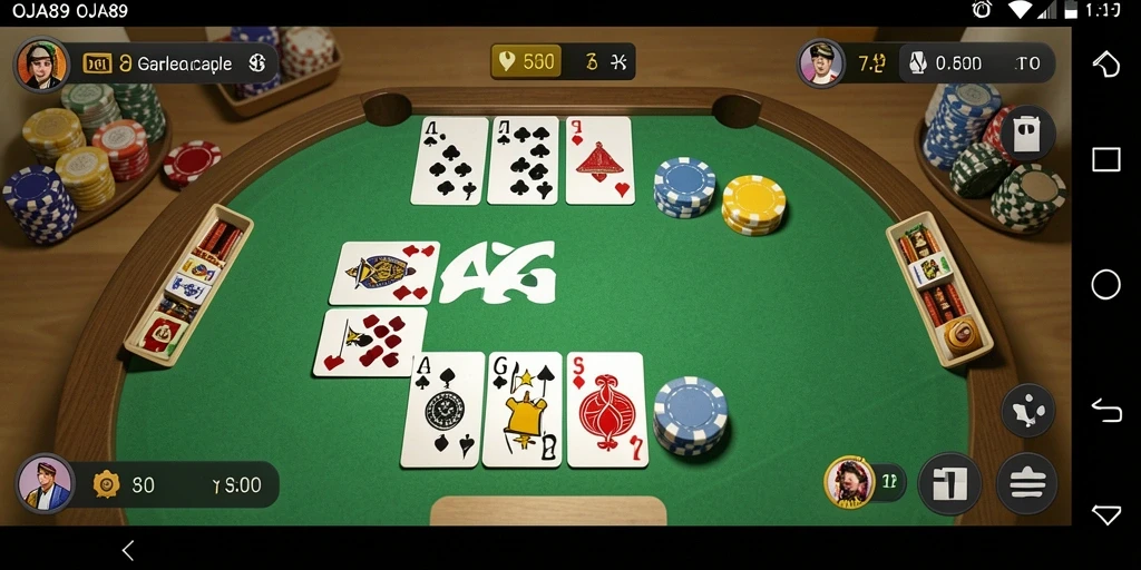 Tampilan gameplay seru OJA89 dengan teman-teman dalam Gaple.