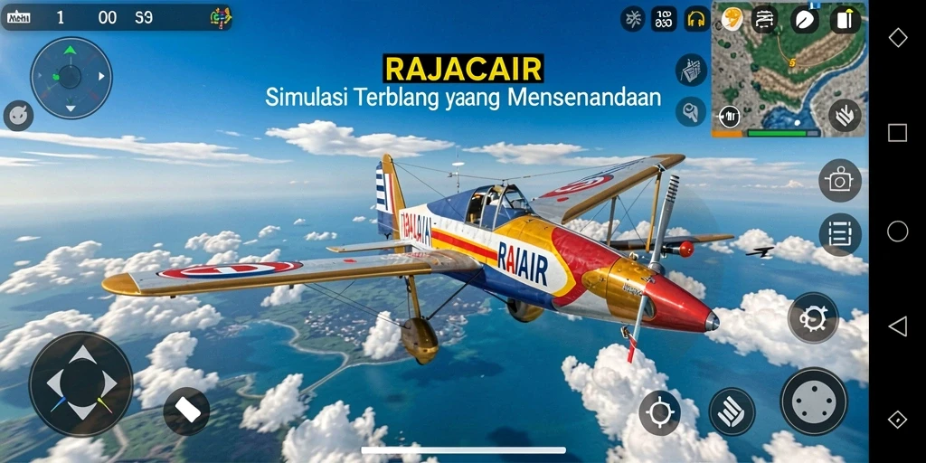 Gameplay RAJACAIR menunjukkan pengalaman simulasi penerbangan yang mendalam.