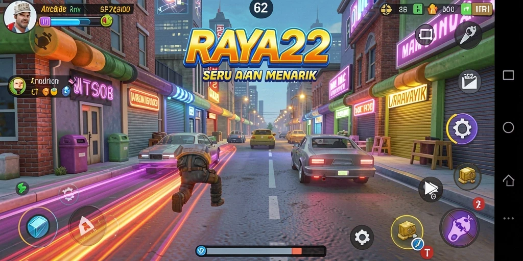 Screenshot gameplay RAYA22 yang memperlihatkan aksi seru dan grafis menarik.