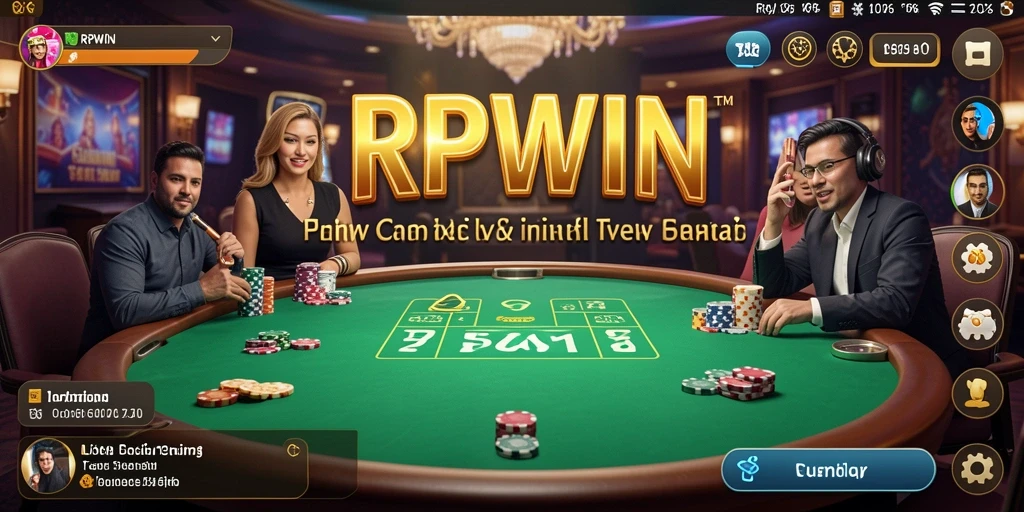 Screenshot gameplay Live Casino RPWIN dengan dealer profesional dan interaksi langsung.