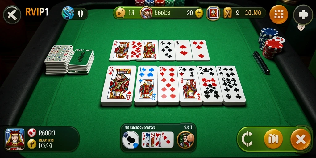 Screenshot utama RVIP1 menunjukkan gameplay domino yang seru dan interaktif.