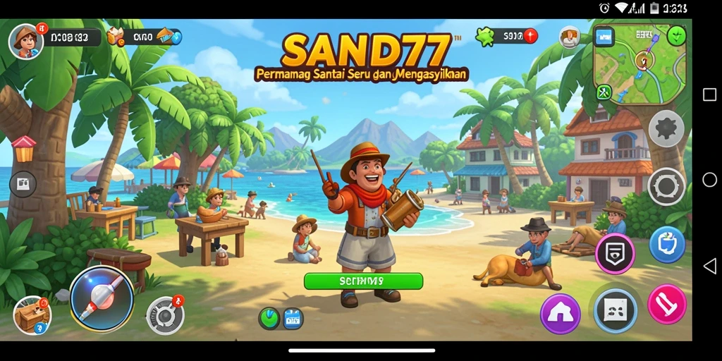 Tampilan gameplay menarik dan penuh warna dari SAND77.