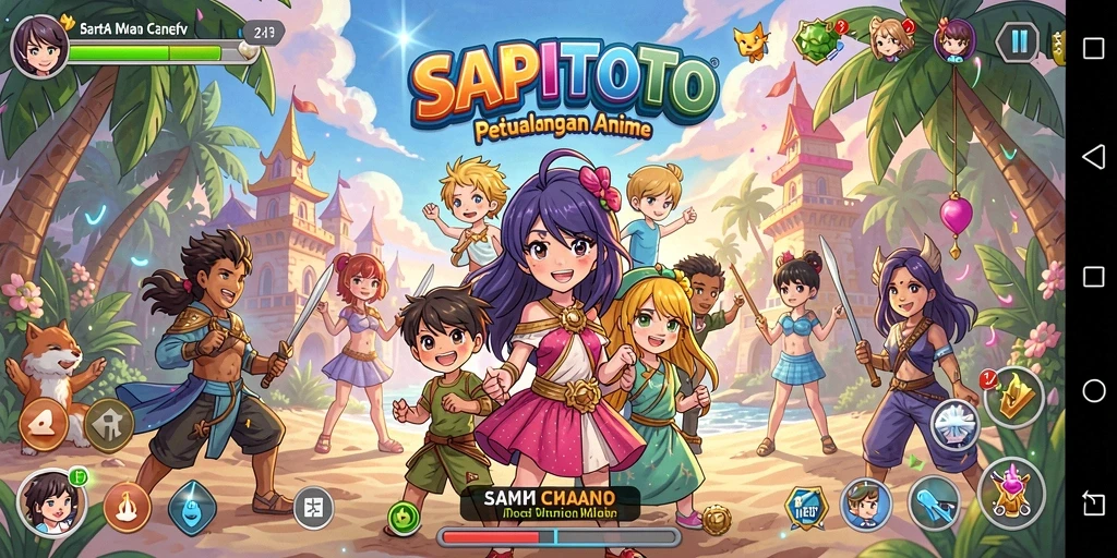 Screenshot menampilkan karakter anime dalam aksi pertarungan yang seru.