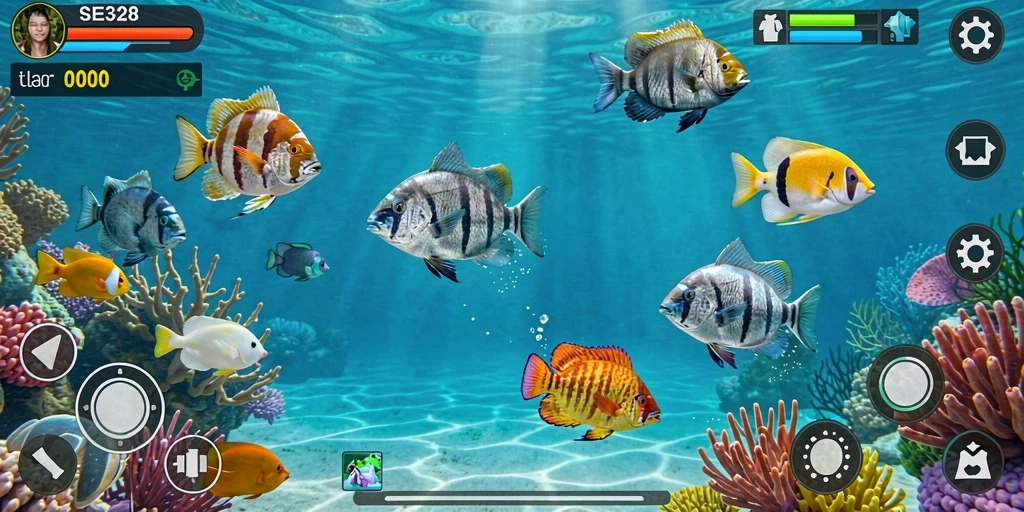 Gameplay SE328 yang seru dalam menembak ikan.