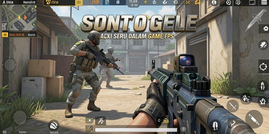 Screenshot menunjukkan aksi menegangkan dalam game FPS SONTOGEL.
