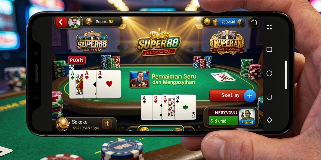 Screenshot dari SUPER88 menampakkan gameplay poker yang seru.