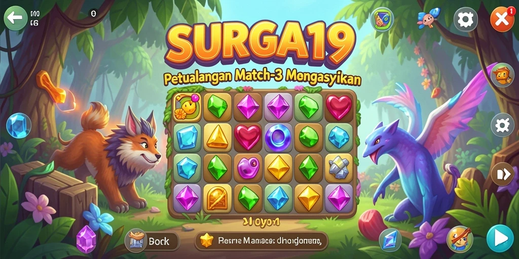 Gambaran menarik dari gameplay seru SURGA19 di level Match-3.