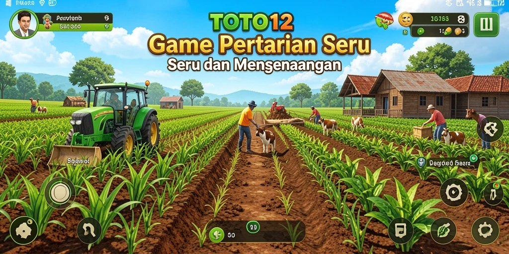 Tangkapan layar utama TOTO12 menunjukkan pengalaman berkebun yang seru dan interaktif.
